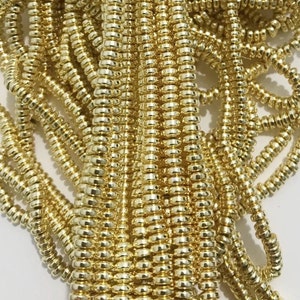 4mm Gold Hematite Rondelle HeishI Disc  Bead - 4mm Gold Disc Spacer Accent Bead Hematite Natural stone