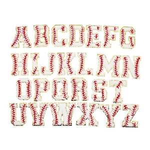 Parche de letra de béisbol, Parche de chenilla con purpurina de 2,75 pulgadas para planchar, Letras de chenilla, Sudadera de mamá del equipo de béisbol, Camisetas y gorras de béisbol