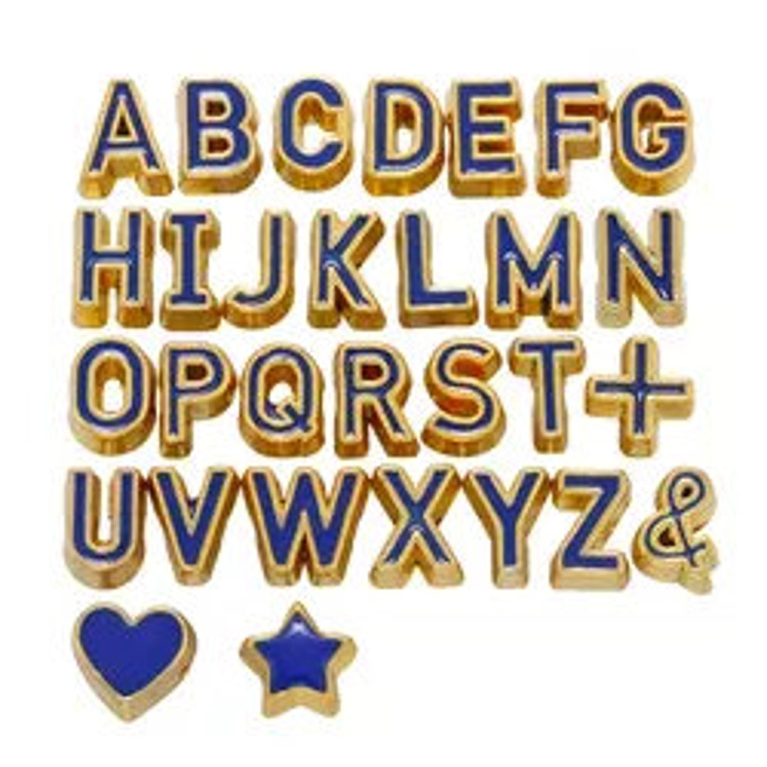 Royal Blue & Gold Outline Enamel Letter Beads Cast Enamel - Etsy UK