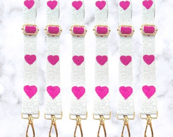 Pink Heart Strap - Country Concert- Coquette Adjustable Beaded Strap | Perfect for Stadium Bags  Concert- Clear - STRAP or bag