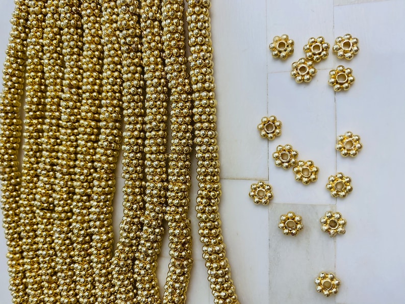 Brushed Gold Daisy Bead: 10mm Disc Spacer Bead image 7