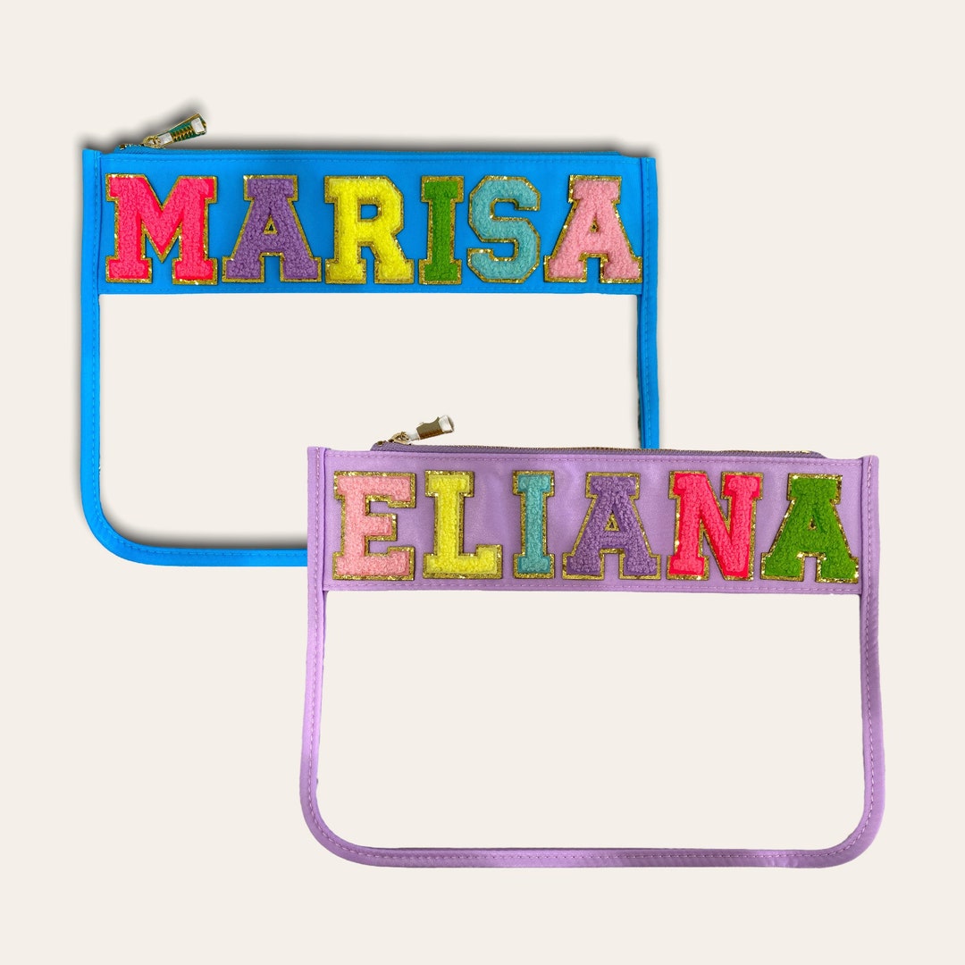 Gifts for Her Custom Clear Nylon Cosmetic Bag Customizable With Glitter