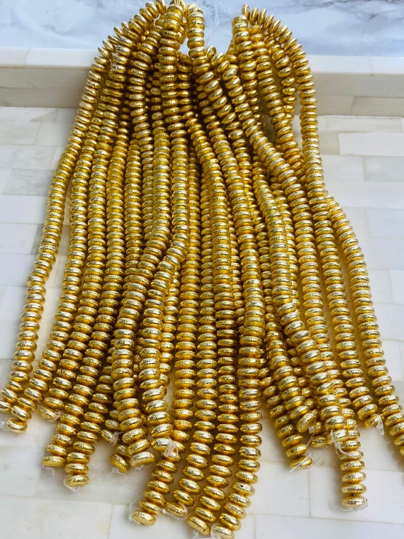 14Kゴールドメッキのヘイシビーズ：6mmのブラシ仕上げのロンデル