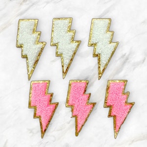 Relâmpago - Autoadesivo e termocolante - Estética rosa - Presente de Páscoa rosa para meninas - Patch de verão - Cowgirl atlética - Garota sulista