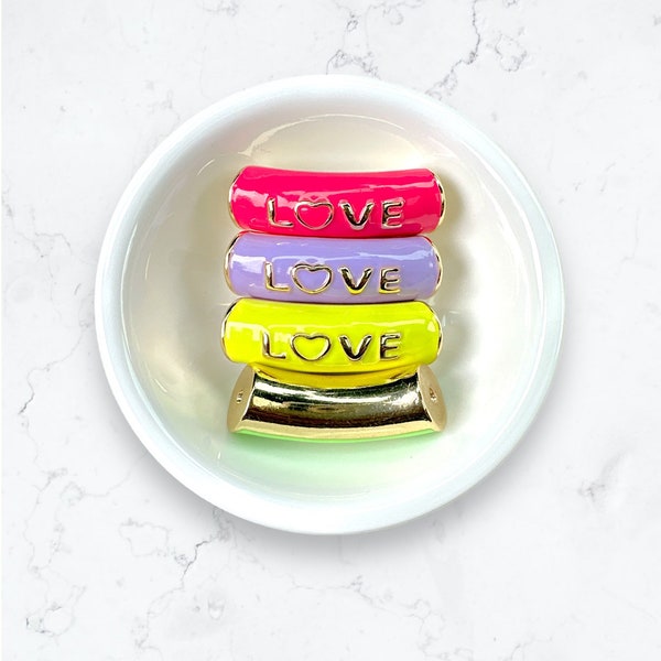 Mama Enamel Tube Bead- 12mm Tube Enamel Beads, Curved Tube Beads, Resin 11 mm x 35mm,  Bracelet Bangle Painted Metal TUBE BEAD