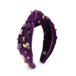 Purple Football Headbands -Game Day Headbands- Accessories Gameday Jeweled Knotted Headbands Women,  College Football Girls Headbands