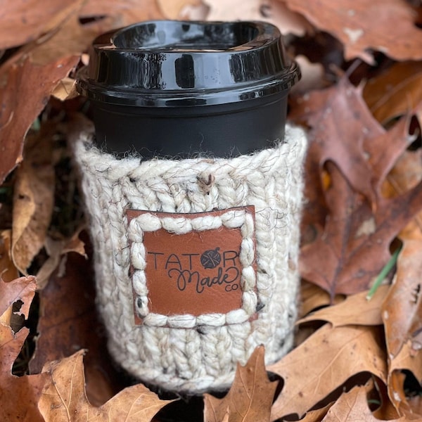 Hand Knit Coffee Cozy, Drink Sleeve, Pint Glass Coolie, Reusable Drink Insulator, Hand Protector, Iced Coffee Sleeve, Beer Glass Cover, Beer