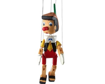Handmade Hand-Painted Pinocchio Puppet - Decorative Wooden Ornament