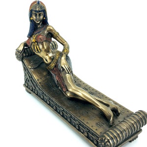 Cleopatra Lying on Bed Figurine | Egyptian Queen Statue | Ancient Decor Gift