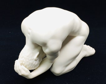 Limited Edition Muscular Male Porcelain Figurine | Unique Decor for Office and Home