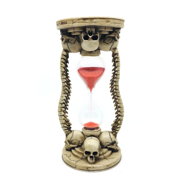 Decorative Skeleton Hourglass Sand Timer | Skull Hourglass | Gothic Hourglass | Halloween Decor | Halloween Gift