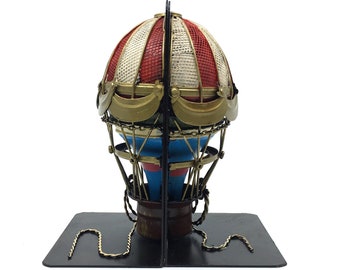 Hot Air Balloon Bookends | Decorative Metal Bookend | Bookcase Decor