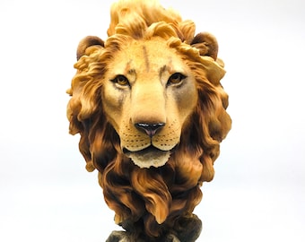 Realistic Lion Head Bust | King of the Jungle Statue | Majestic Lion Decor