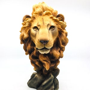 Realistische Löwenkopf Büste | König der Dschungel Statue | Majestätischer Löwe Dekor