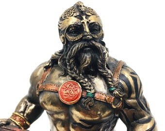 Norse Dwarf Warrior Figurine - Viking Mythology Statue - Handmade Pagan Decor