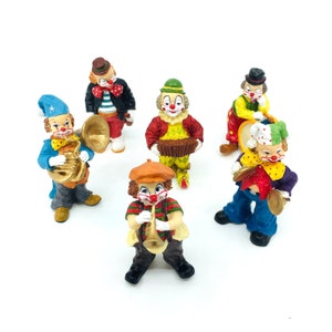 Six Piece Clowns Orchestra Figurines | Musical Clowns | Clown Figure | Clown Decor | Mini Clown Figurines