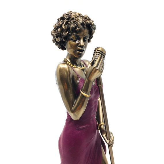 Black Female Jazz Singer Statue – Handmade Blues Figurine, Vintage