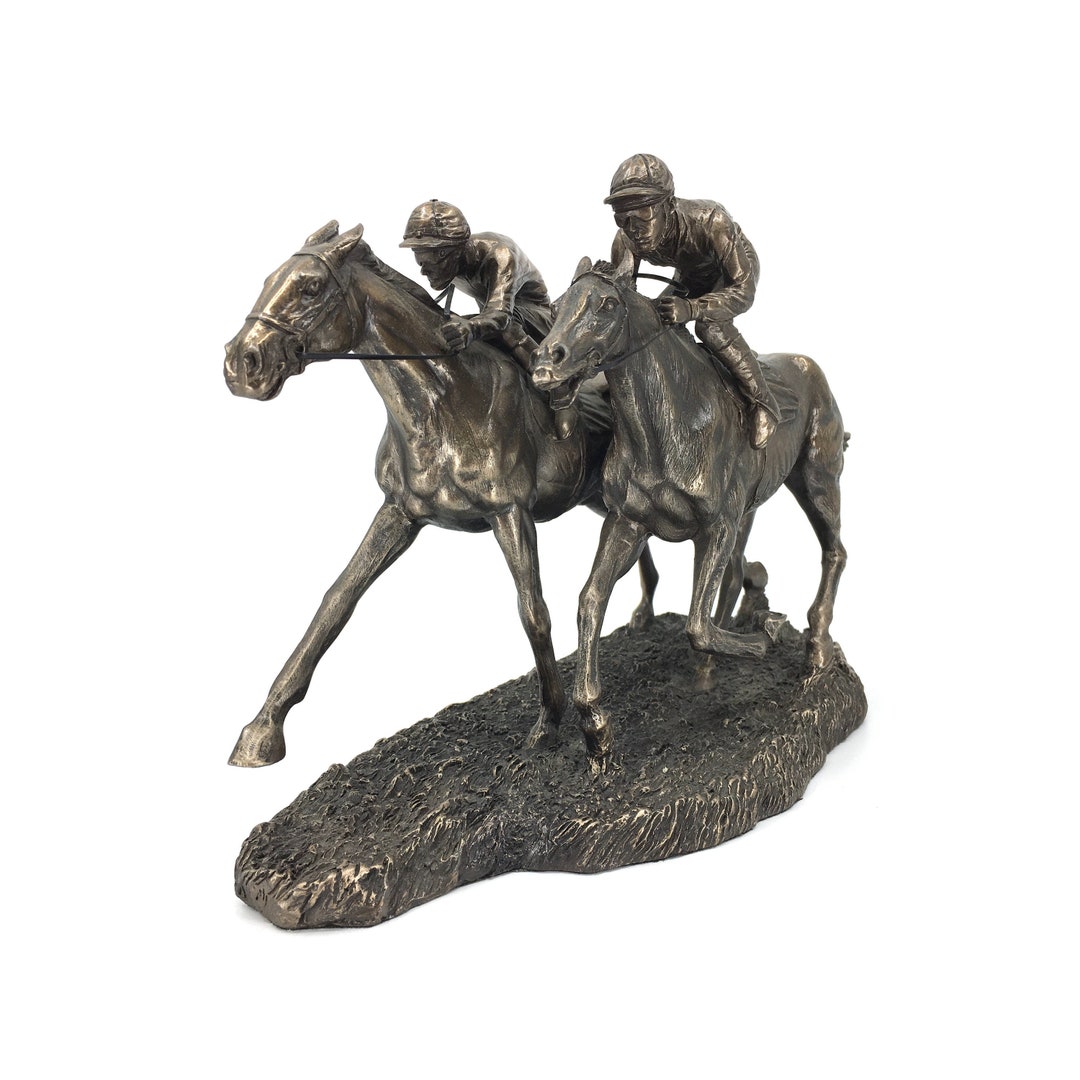 Two Jockeys Horse Racing Statue Horse Racing Decor Horse Racing Art