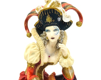 Estatua de bufona femenina - Figura de payaso arlequín, decoración de teatro renacentista, regalo para amantes del actor