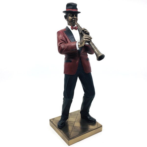 Black Male Jazz Clarinet Player Figurine | Jazz Decor | Figurines Statues and Sculptures