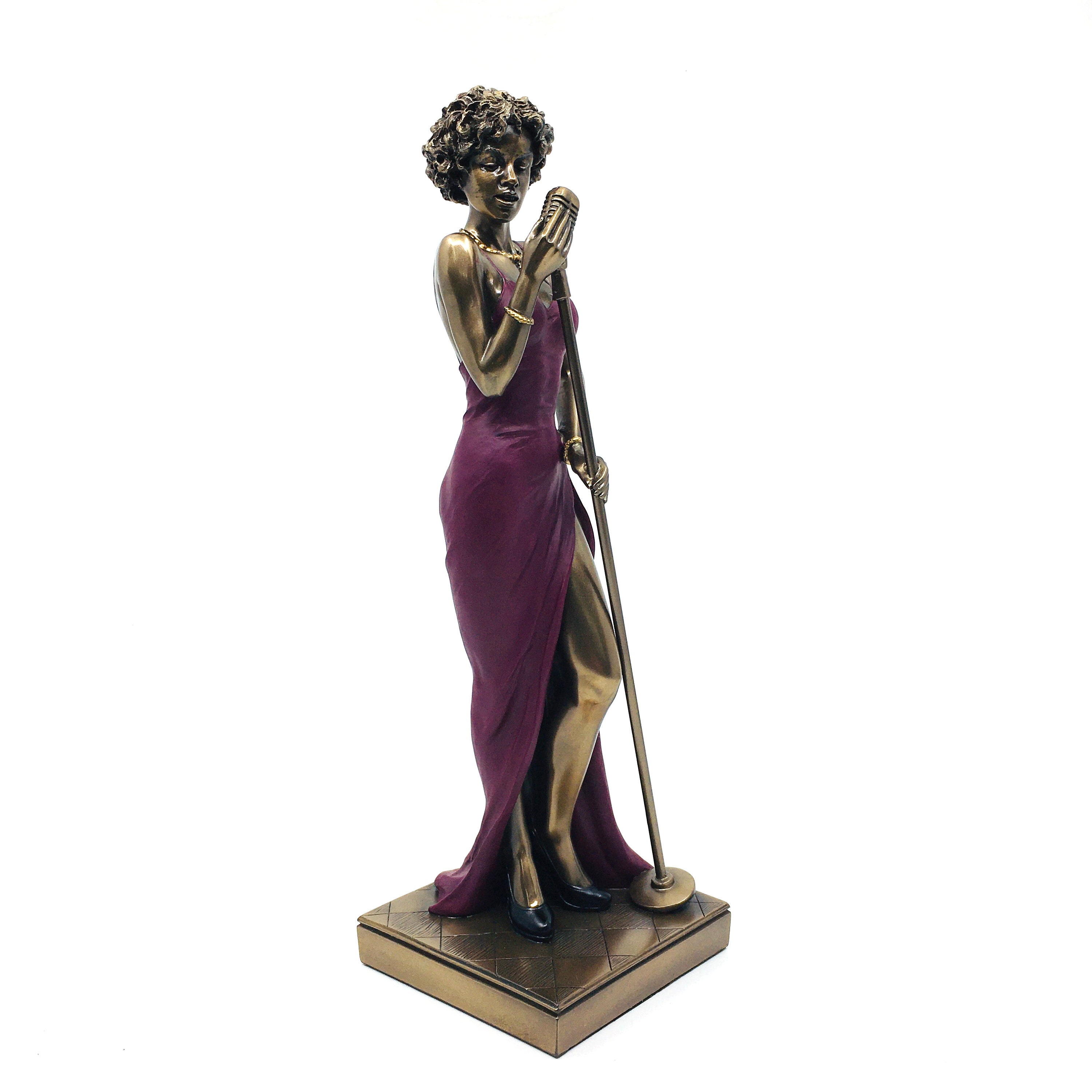 Black Female Jazz Singer Statue – Handmade Blues Figurine, Vintage
