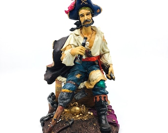 Piratenkapitän Statue, Nautische Dekoration, Handgefertigte Maritime Figur, Schreibtischzubehör, Manneshöhle Schreibtischzubehör, Segelgeschenk für Ihn, Meeresskulptur