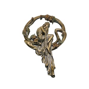 Art Nouveau Wall Mirror – Decorative Mirror with Seated Woman, Elegant Vintage Home Decor