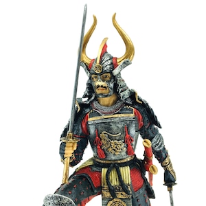 Traditional Japanese Samurai Statue with Armor and Sword | Samurai Warrior Figurine | Japanese Decor