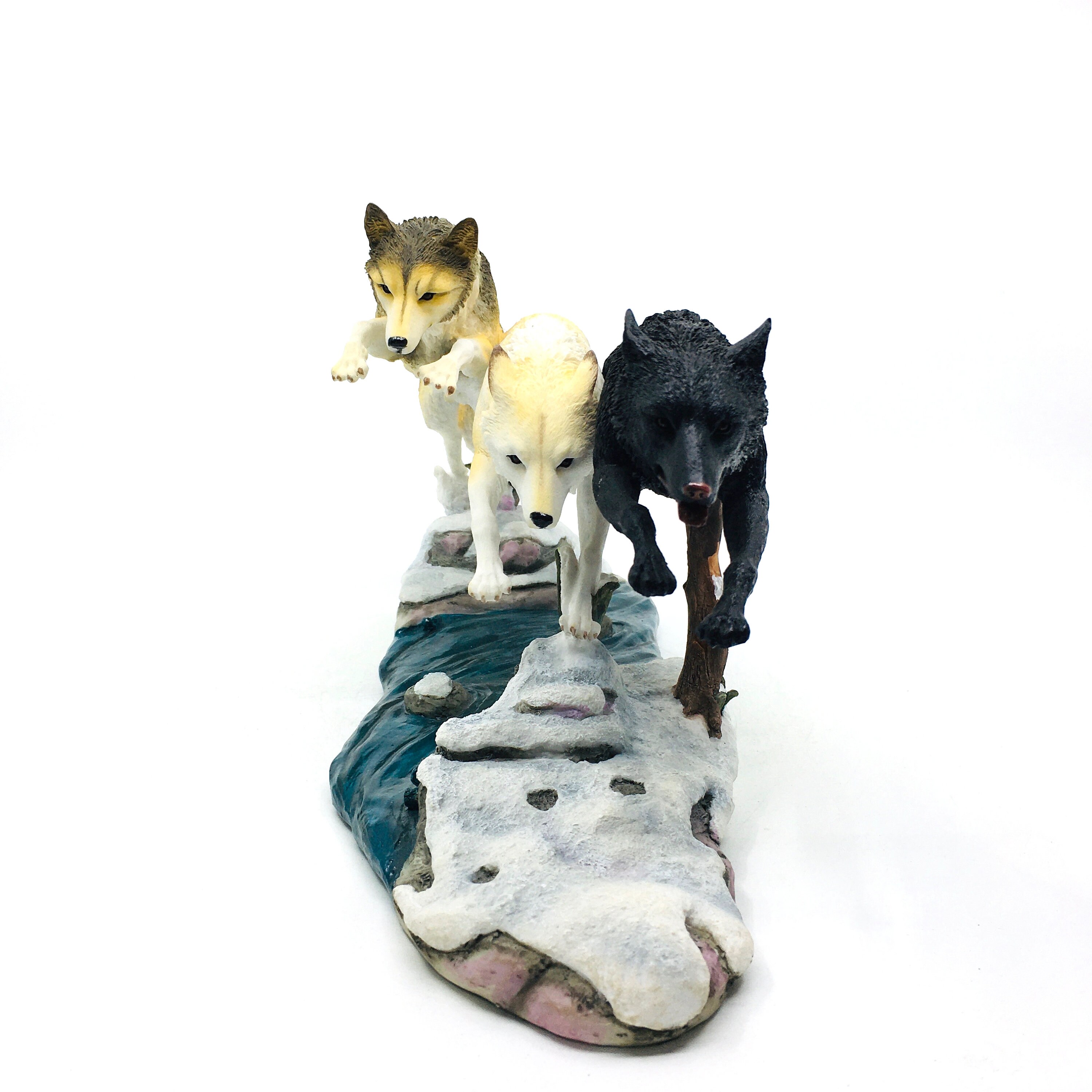 Three Wolves Statue | Wolf Pack Figurine | Wildlife Decor | Rustic Wolf ...