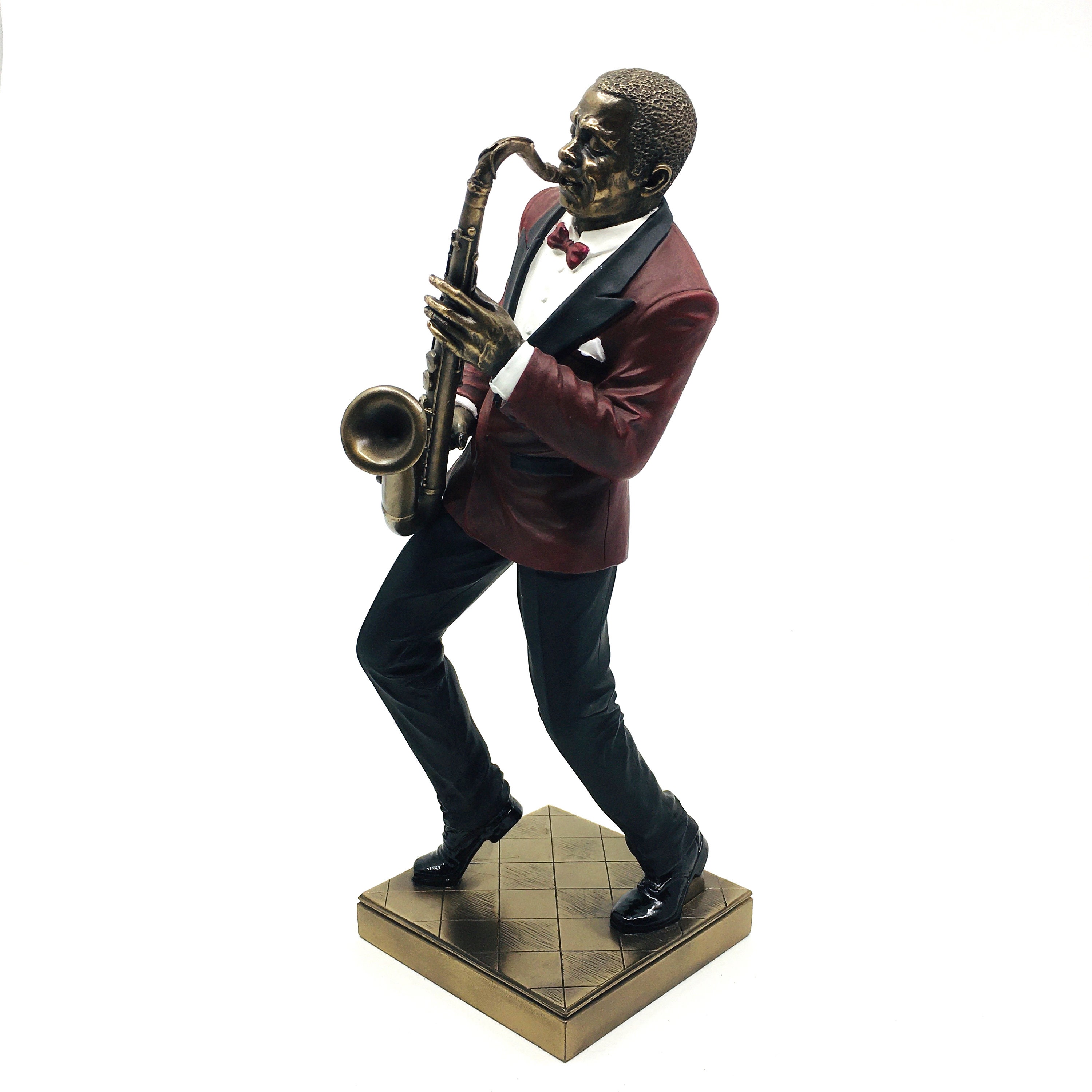 DECO GEMME Jazz Musique Sculpture,Figurine Jazzman Joueur Saxophone,  Statuette Musicien Jazzman Joueur Saxophone