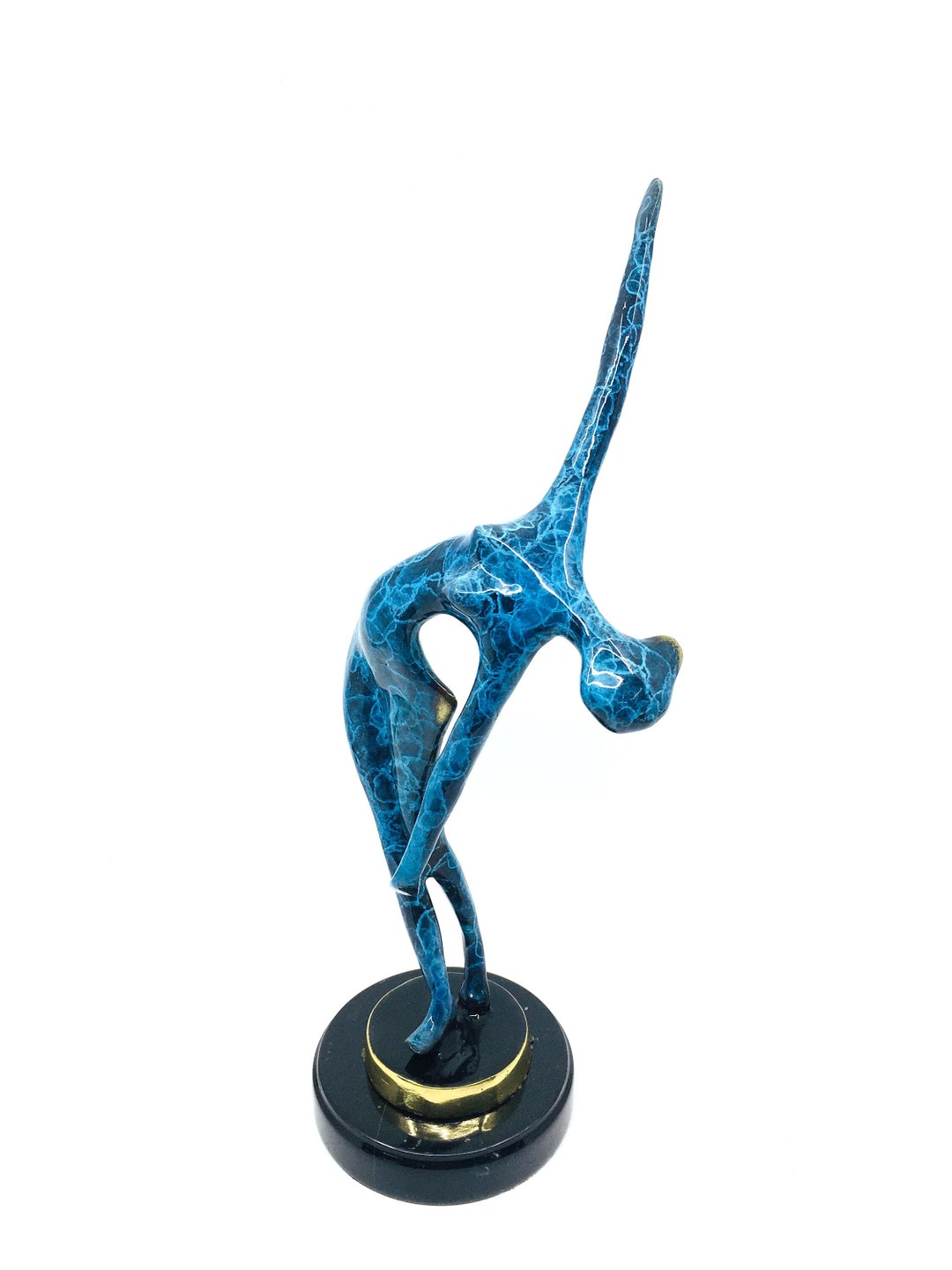 Bronze Modern Female Dancer Statue With Marble Base Abstract Decor