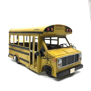 Yellow Classic American School Bus | 1:12 Scale Metal Model Car | Die-Cast Bus | Amtran School Bus | Figurines and Knick Knacks