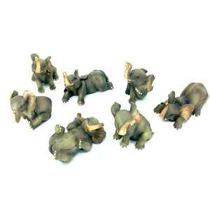 Set of 7 Lucky Elephant Figurines | Elephant Decor | Feng Shui Elephant Set