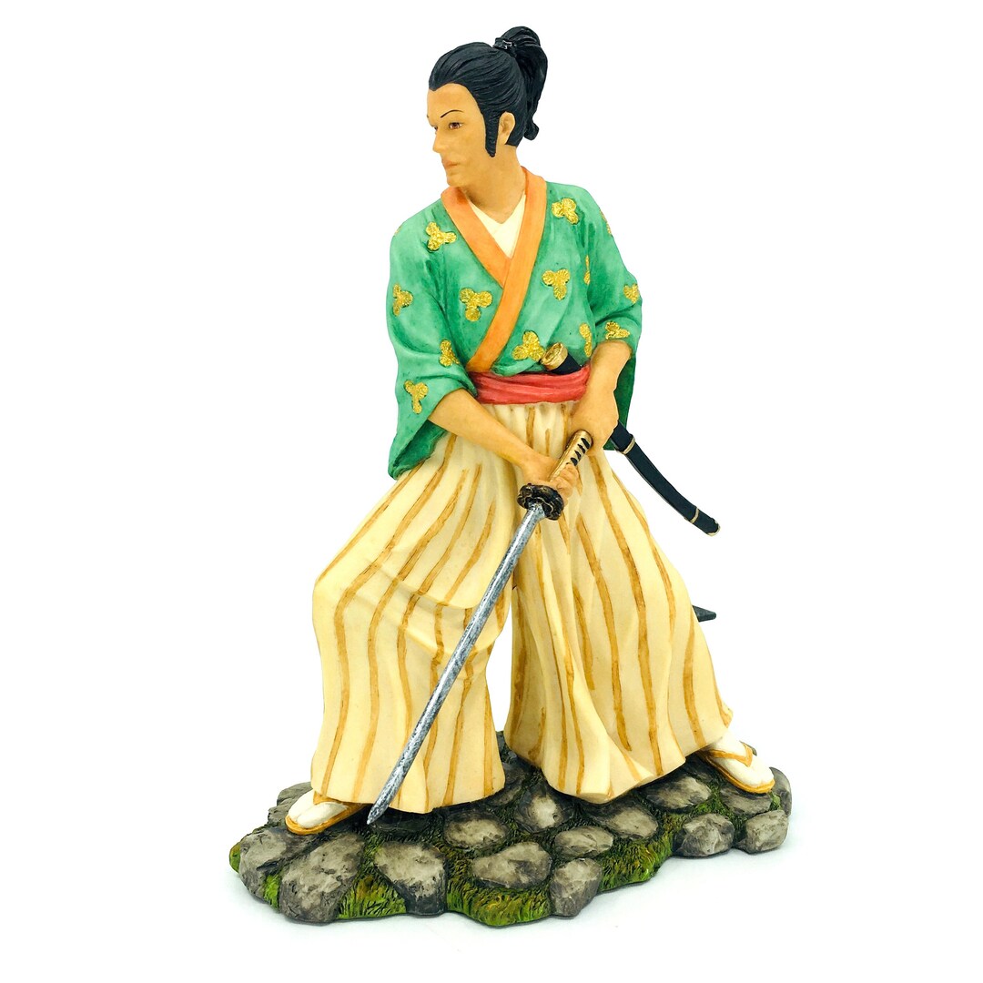 Japanese Samurai Figurine in Traditional Dress With Katana Martial