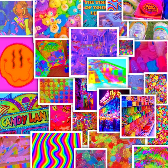 wallpapers Aesthetic Pictures For Wall Collage Indie college decor 110 pieces indie oversaturated photo wall etsy