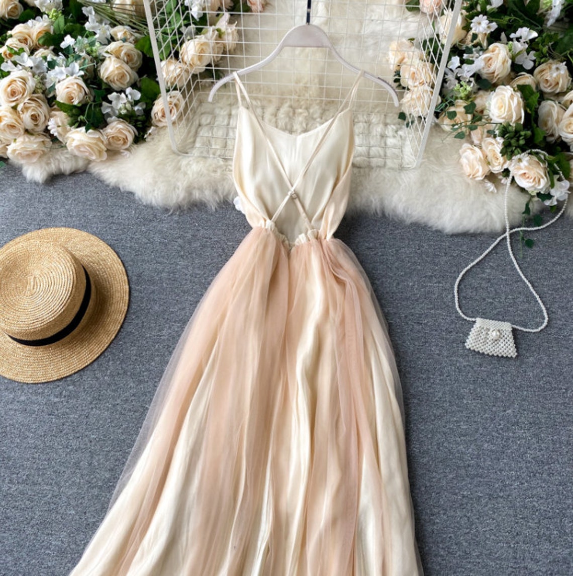 Rare Beige Dress. Party Dress For Women. Vintage Dress. Etsy