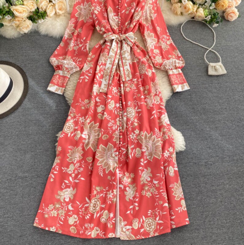 Casual Dress Women Vintage Dress Elegant Dress Party Dress For Women Frida Kahlo Orange Long Sleeve Dress