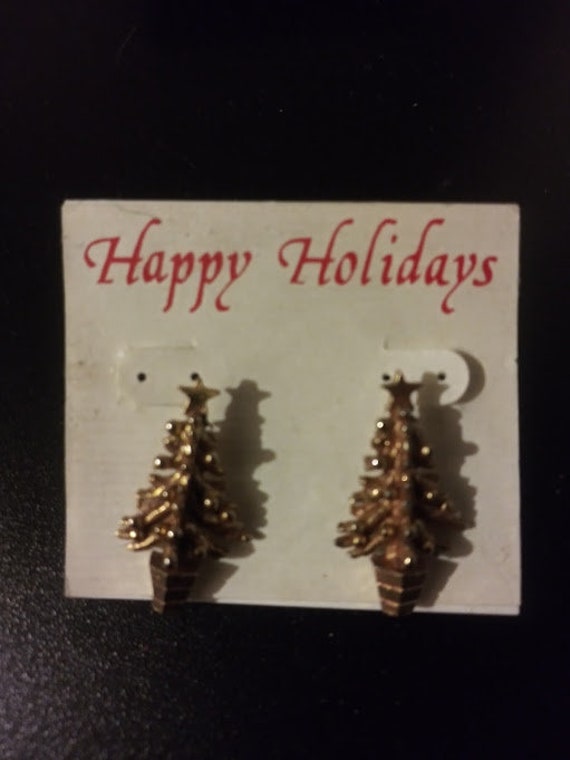 1980s Vintage Christmas Tree Earrings - Deadstock… - image 4