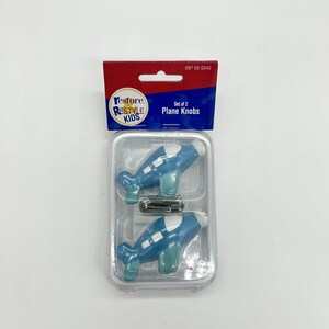 NWT Restore Restyle Kids Airplane Knobs Boy's Room Plane Decor Set of 2 Blue Y2K