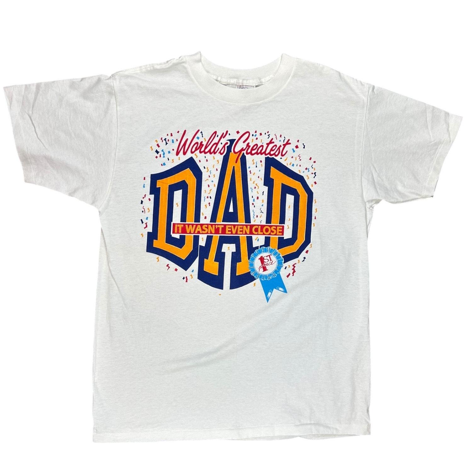 T-shirt Vintage Homme Tultex 'World's Greatest Dad' XL - Blanc, Années 90, Occasion