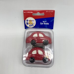 NWT Restore Restyle Kids Car Knobs Boy's Room Home Decor Set of 2 Red Drawer Y2K