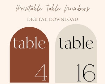 Arch Wedding Table Numbers | Minimalist Table Numbers | Arch Wedding Sign | Printable Table Numbers | Terracotta Table Numbers | Boho