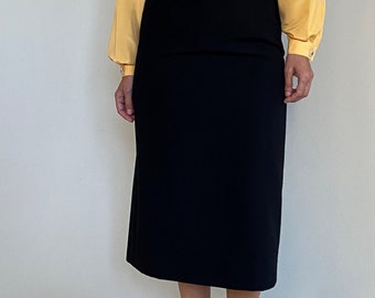 Vintage handmade black wool skirt for women size M, Elegant matching set with skirt for women size M