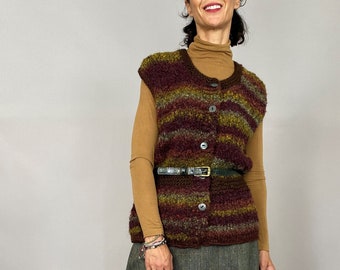 Hand-knitted wool vest for women size M - L