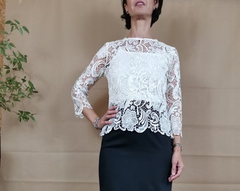 Falda midi negro de lana fina para mujer tamaño M, falda midi recta de oficina