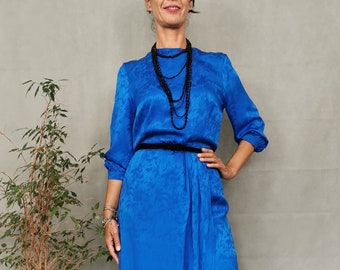 Silk dress for women size M-L | Blue silk dress