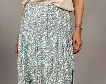 Flowered vintage summer skirt for women size L