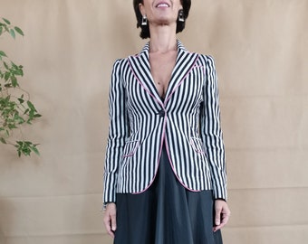 Vintage Moschino Cheap and Chic Black and White Stripe Blazer for women size S