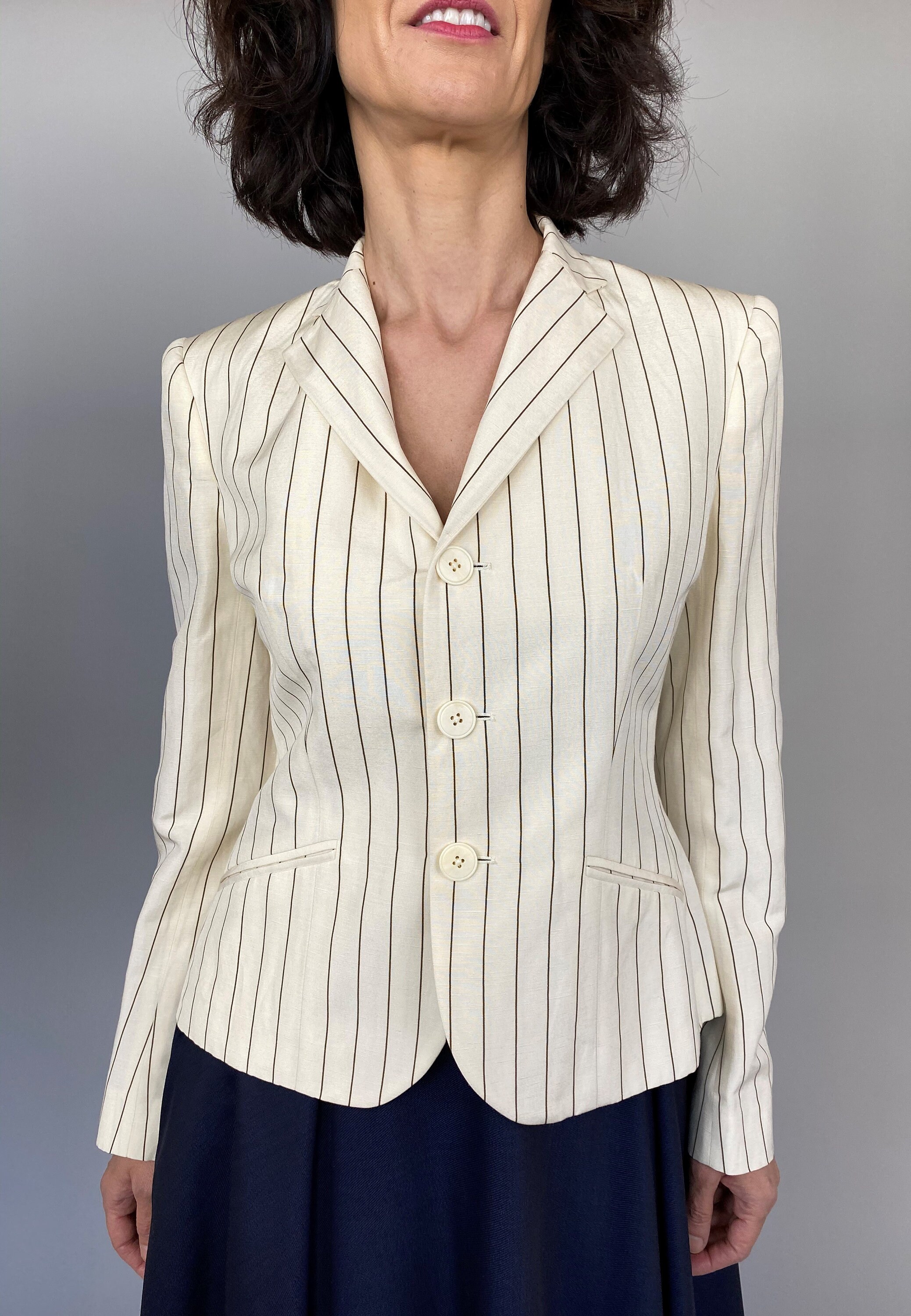 Ralph Laurent cream linen silk jacket for women size M Etsy