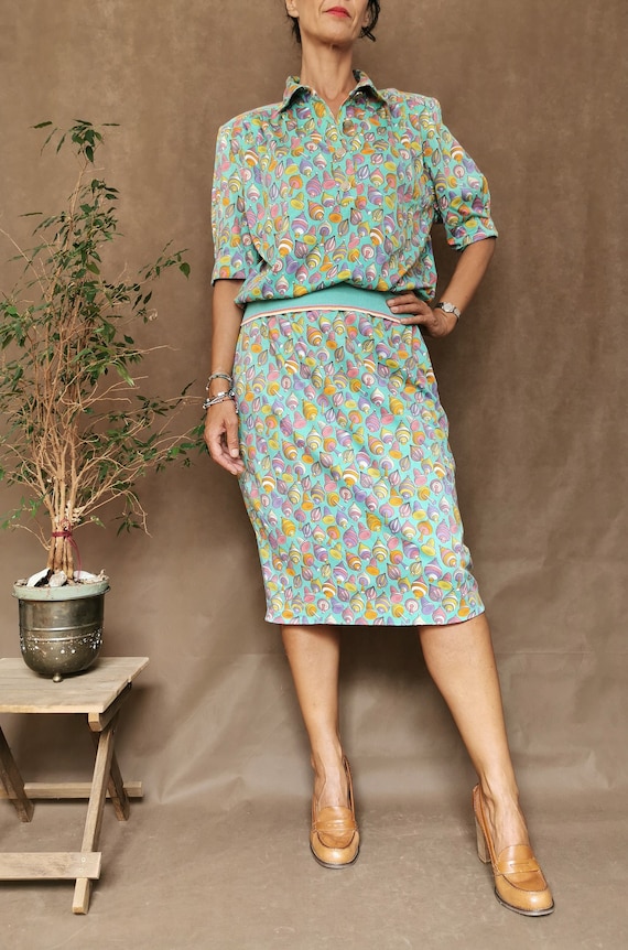 Matching set with skirt and shirt, Colourful match